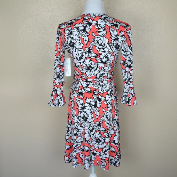 Leota Floral Dress in Coral and Black- EUC - Picture 6 of 8